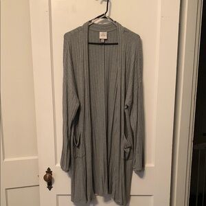Gray Long Cardigan Sweater